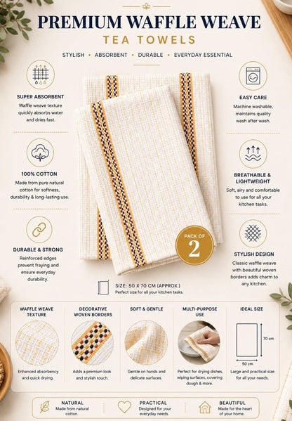 PACK OF 8 TEA TOWELS HAWAI 100% COTTON KITCHEN LUXURY TOWEL CHECK DESIGN