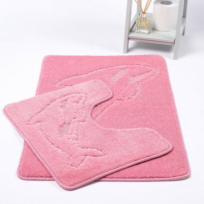 2 PC Dolphin  BATH MAT PEDESTAL SET NON SLIP TOILET BATHROOM RUGS