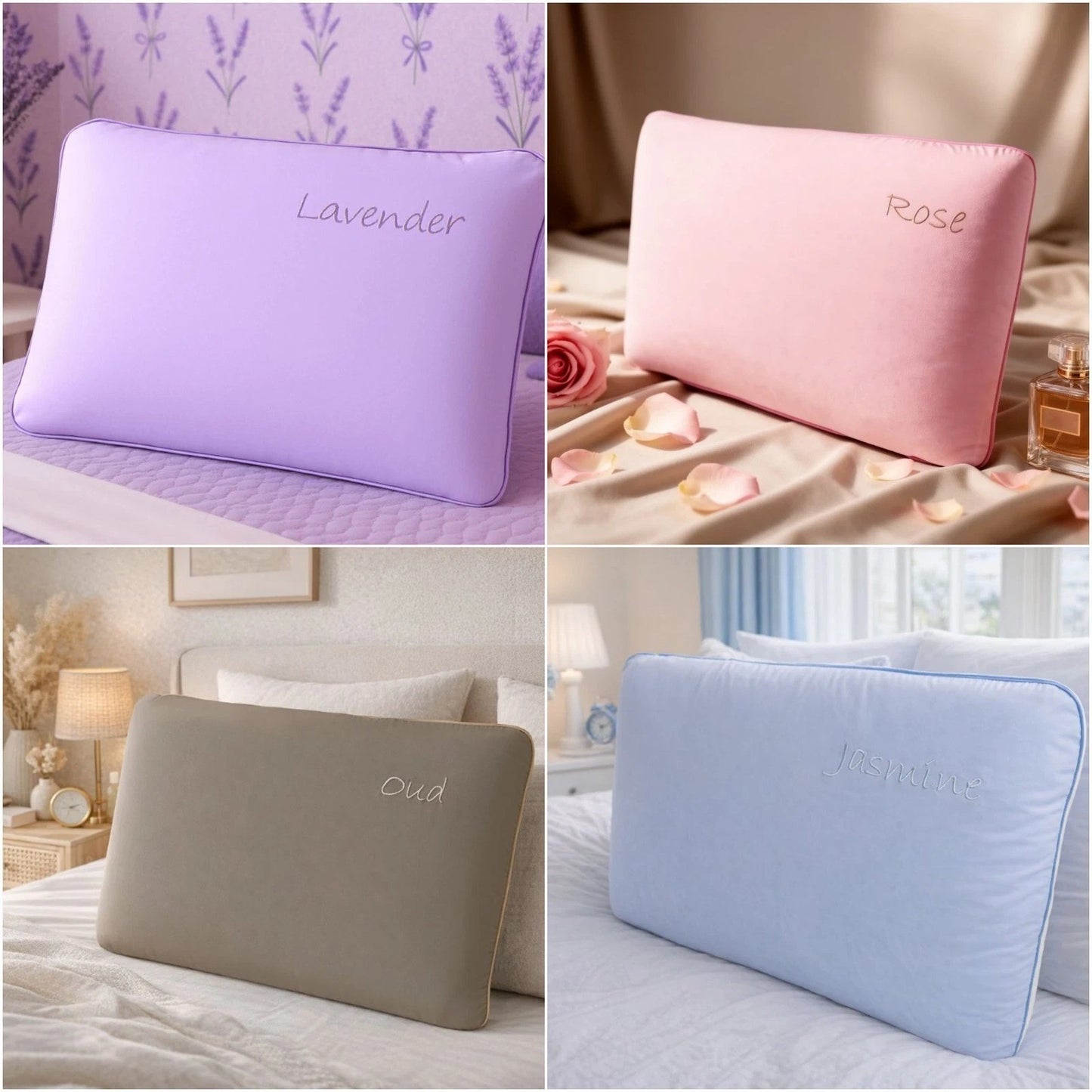 Scented Memory Foam Orthopaedic Pillow Neck Back Support Rose Oud Lavender