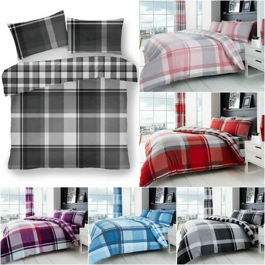 Waverly Check Printed Duvet Quilt Cover Sets Bedding With Pillowcases All Sizes