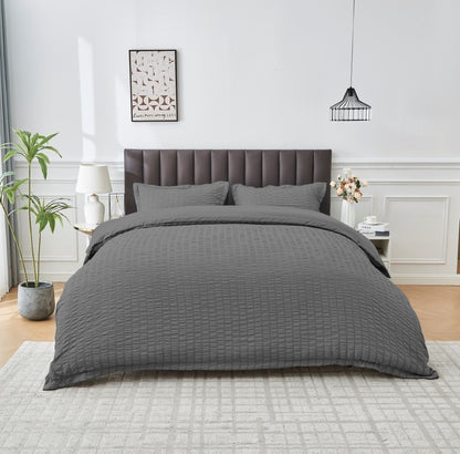 Seersucker Duvet Cover Set Soft Breathable Bedding Quilt Cover Pillowcase