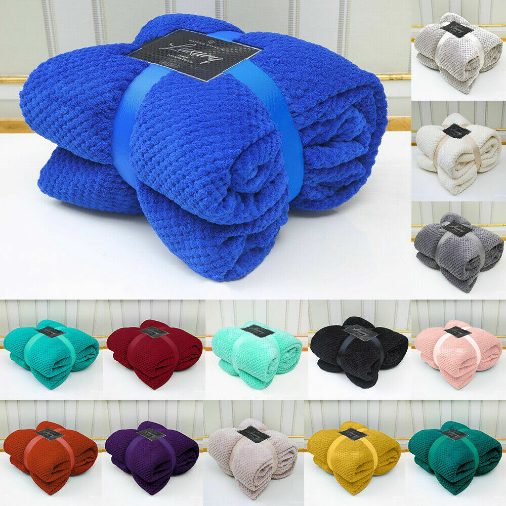 Luxury Popcorn Throws Single Double King Cuddly Cosy Warm Blanket For Sofa Bed