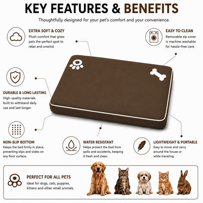 Dog Mattress Bed Cat Bed Mat Waterproof For Cage Crate Pad Zipped Washable Cover