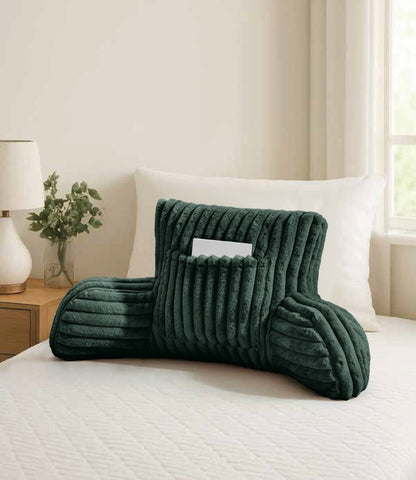 Cuddle Cushion Fleece Reading Chair Back Support Soft Bed Rest Pillow with Arms