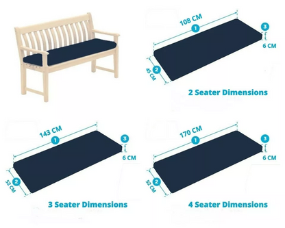 Outdoor 2/3/4 Seater Bench Pad Waterproof Fabric Garden Furniture Seat Cushions