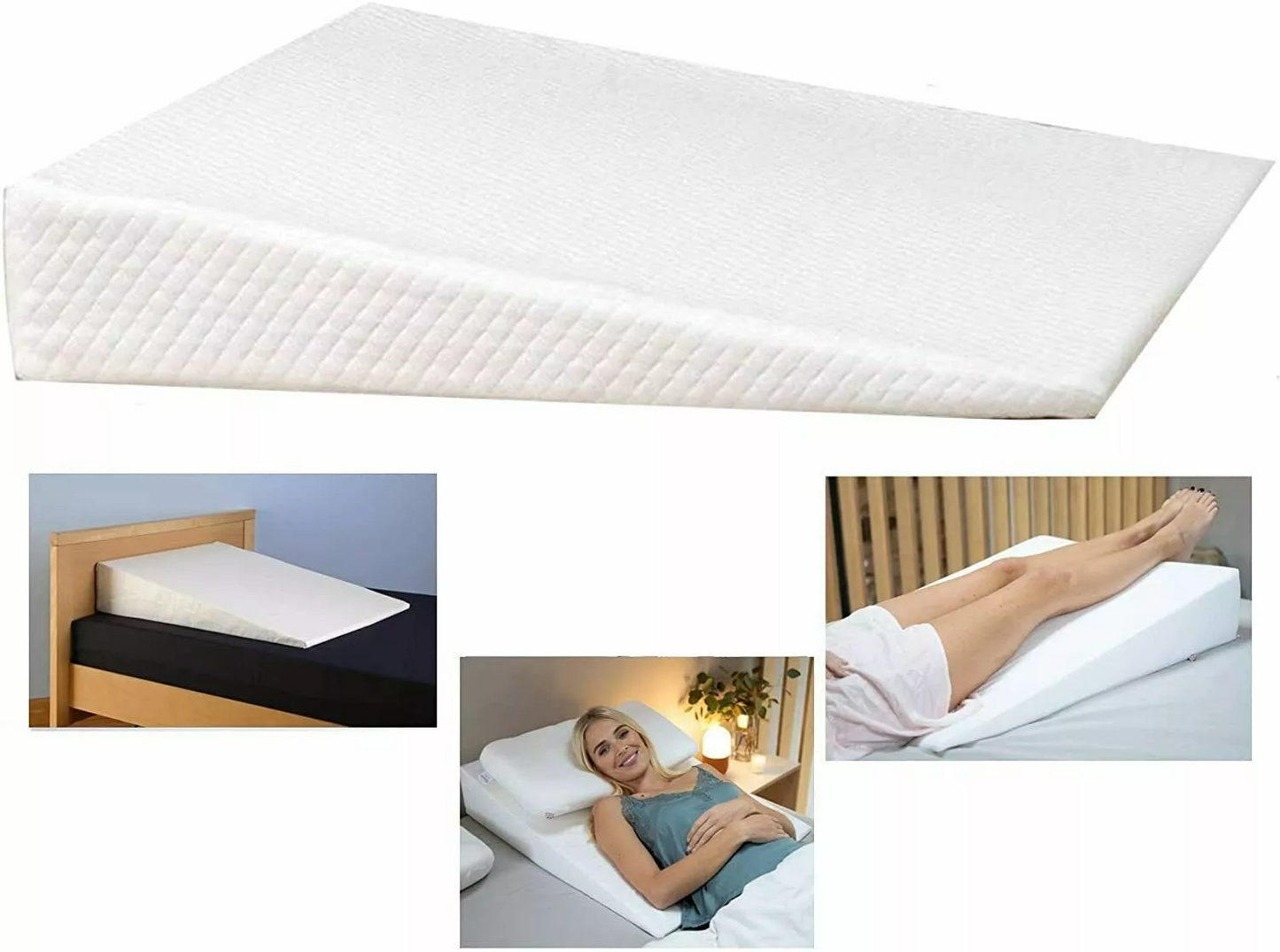 XLarge Acid Reflux Flex Foam Support BedWedge Pillow Quilted Removable Zip Cover