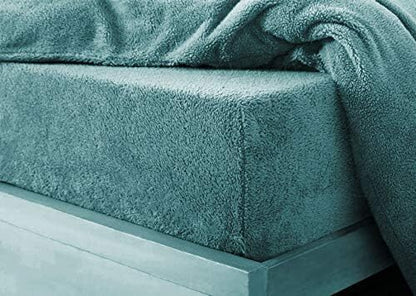 Teddy Fleece Bed Fitted Sheets & Pillowcase Warm Bed Linen Sheet Cuddle Beddings