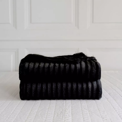 Ribbed Throws Fleece Blanket Chunky Cord Faux Fur Large Size Sofa Bed Corded