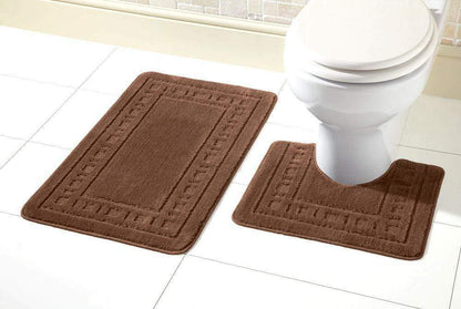 2 Piece Bath Mat & Pedestal Set Non Slip Bathroom Set Miami Bathmats Easy Care