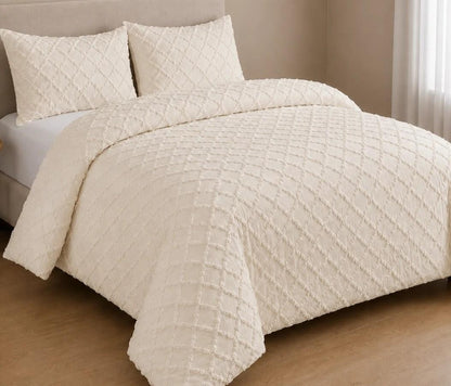 Tufted bedding set colour option displayed on a king size bed