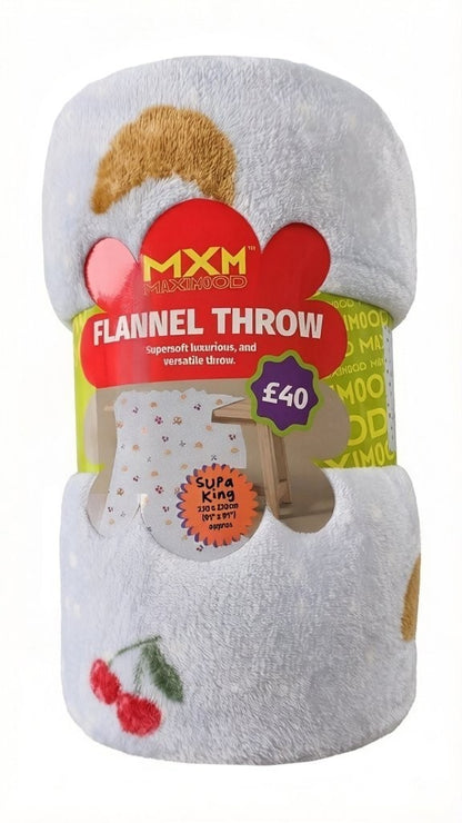 Teddy Bear and Bow kids fleece throw blanket