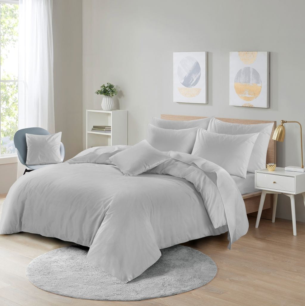 Pink plain microfibre bedding set in a bright kids' bedroom
