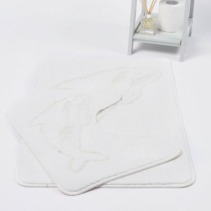 2 PC Dolphin  BATH MAT PEDESTAL SET NON SLIP TOILET BATHROOM RUGS