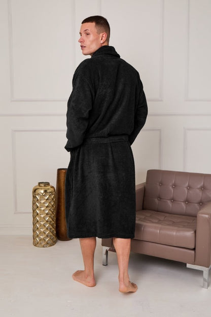 Unisex Terry Towelling 100% Cotton Shawl Collar Bathrobes Dressing Gown Robes