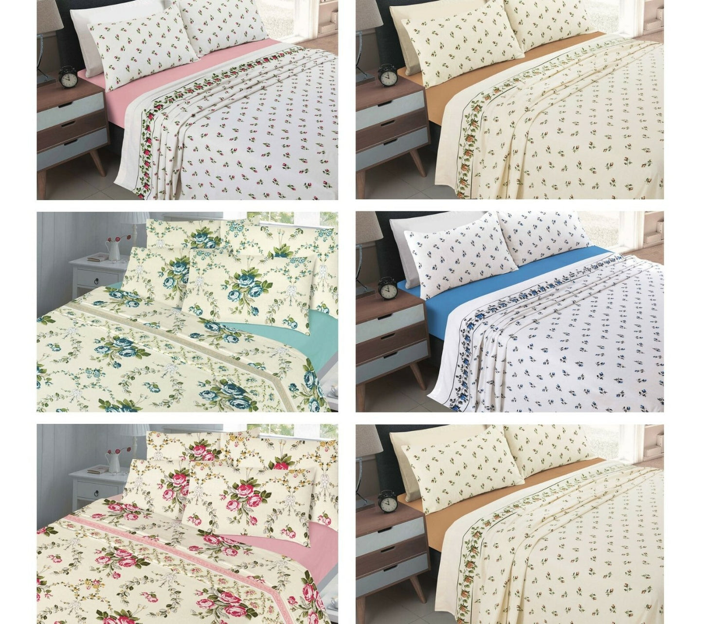 Rose Bud and Olivia Floral Luxury Thermal Brushed Cotton Flannelette Sheet Set