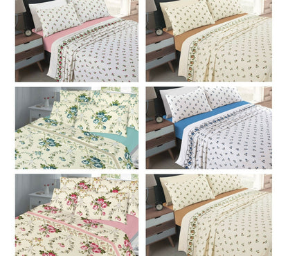 Rose Bud and Olivia Floral Luxury Thermal Brushed Cotton Flannelette Sheet Set