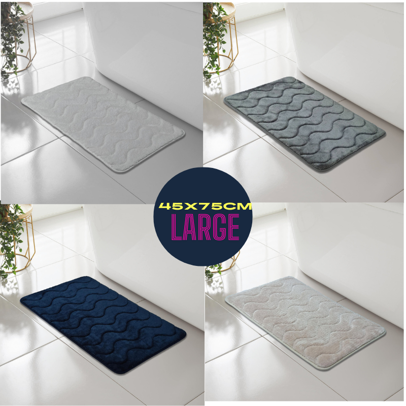 WAVE GREEK STYLE BATH MAT PEDESTAL SET NON SLIP TOILET BATHROOM RUGS 1 PIECE