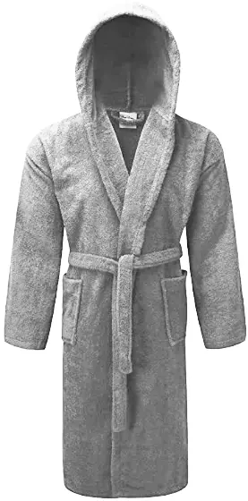 Cotton Hooded Thick Bathrobe Towelling Mens & Ladies Bath Robe Dressing Gown