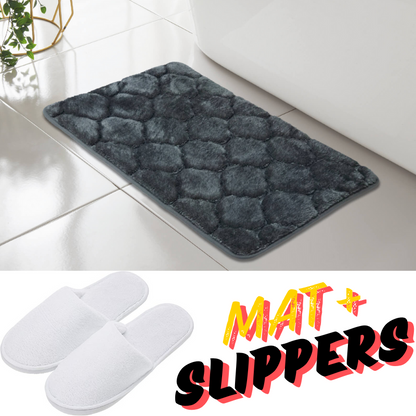 SHELL GREEK STYLE BATH MAT PEDESTAL SET NON SLIP TOILET BATHROOM RUGS 1 PIECE