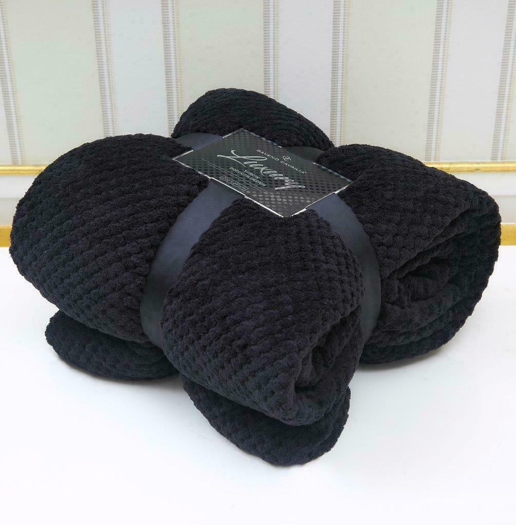 Luxury Popcorn Throws Single Double King Cuddly Cosy Warm Blanket For Sofa Bed
