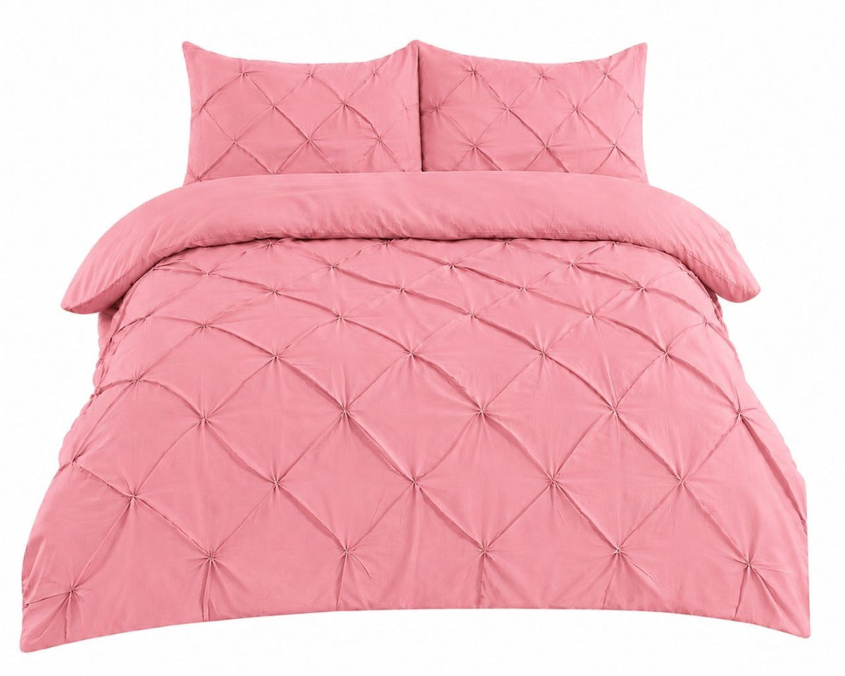 Duck egg blue pintuck duvet set in a coastal bedroom