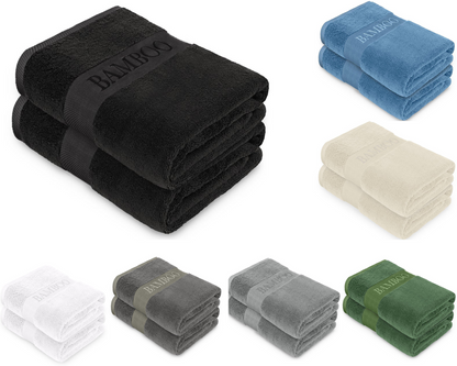 Bamboo Towels 500GSM Pack of 2 Absorbent Quick Dry Bath Sheets Hand Bath Towel