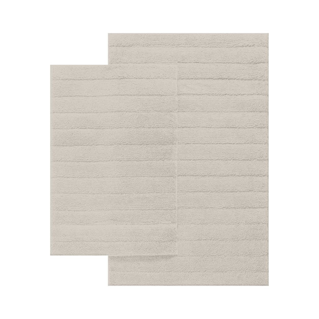 Cleo 2 piece ribbed bath mat set in natural beige