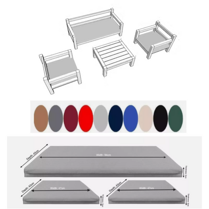 Rattan Chair Cushion Set Garden Sofa Seat Pad 3pc Replacement Set Outdoor Garden
