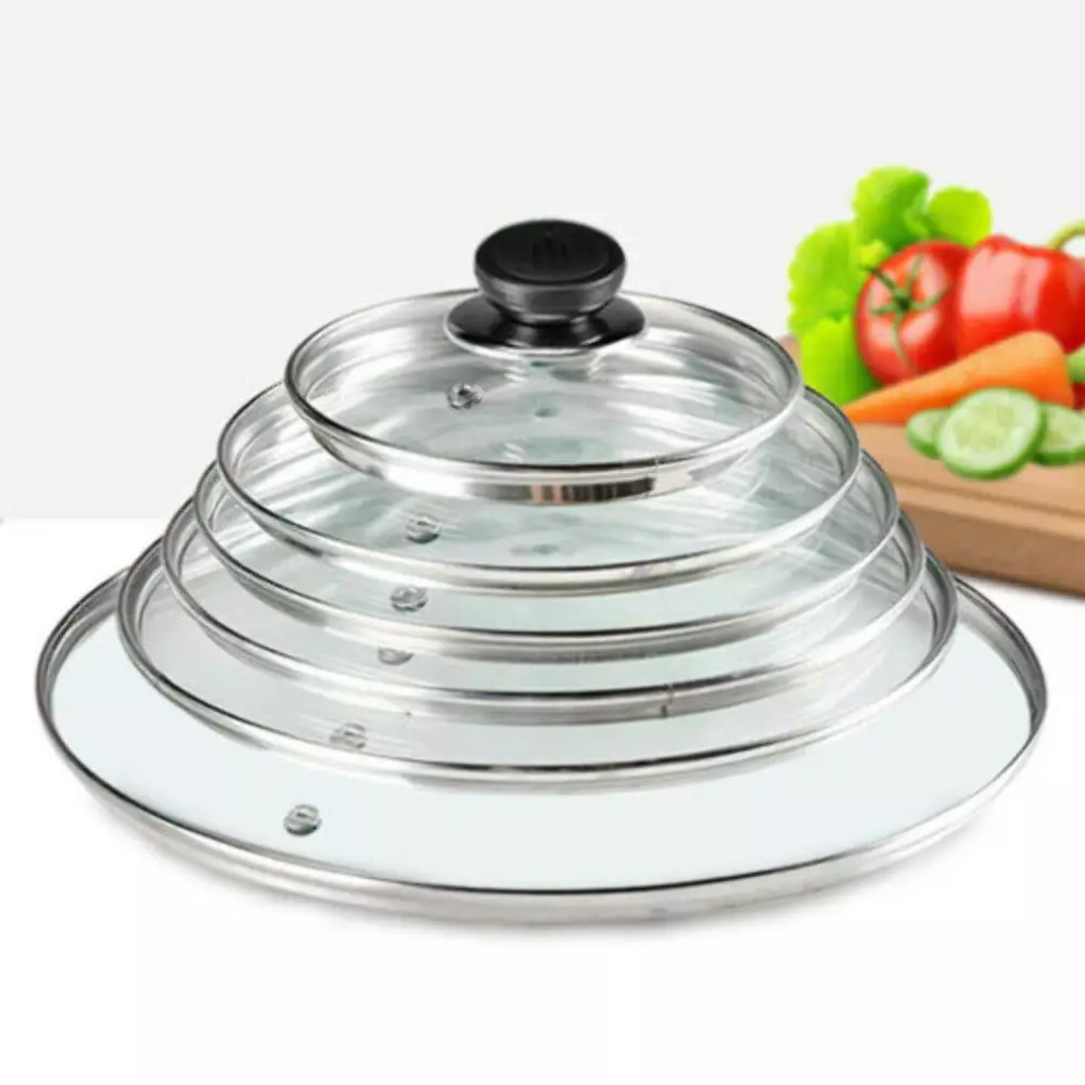 Universal Glass Pan Lid 16-34cm Tempered Saucepan Frying Pan Wok Vented Cover