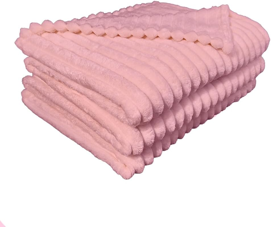 Ribbed Throws Fleece Blanket Chunky Cord Faux Fur Large Size Sofa Bed Corded