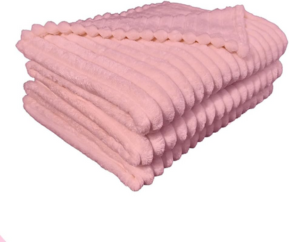 Ribbed Throws Fleece Blanket Chunky Cord Faux Fur Large Size Sofa Bed Corded