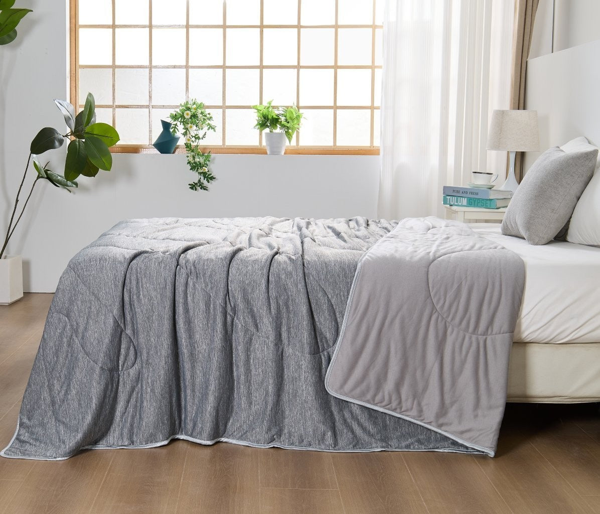 COOLING BLANKET COOL GREY SUMMER BLANKET AIR CONDITION HEALTHY SLEEP THIN QUILT