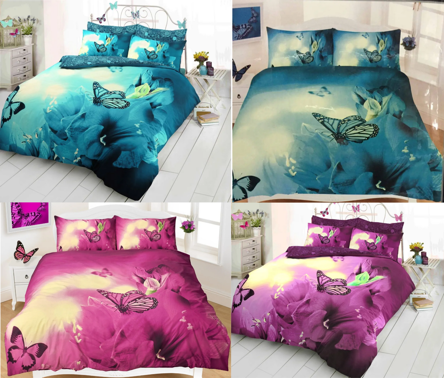 3D Butterfly Print Duvet Quilt Cover Set Single Double King Bed Size Bedding