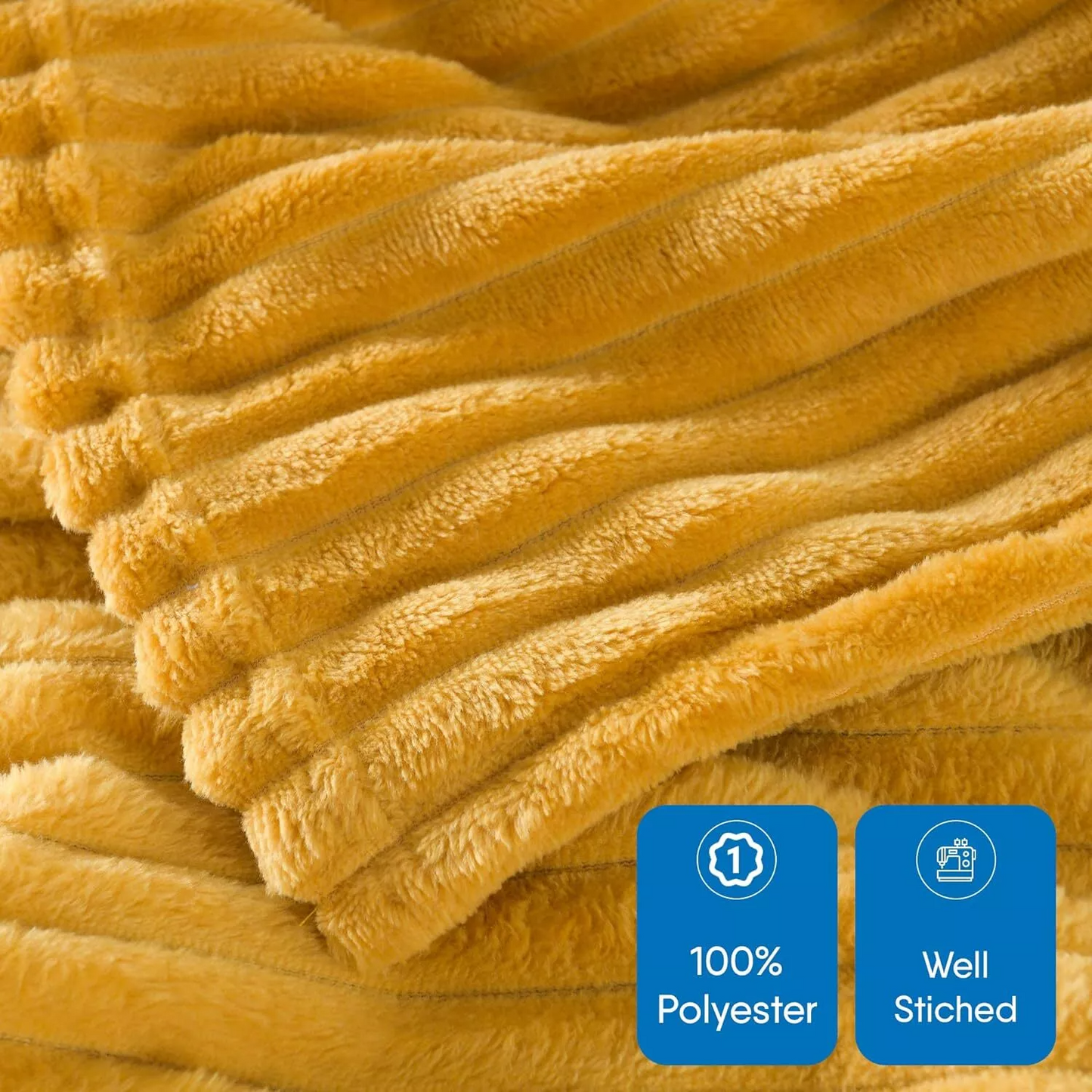 Ribbed Throws Fleece Blanket Chunky Cord Faux Fur Large Size Sofa Bed Corded