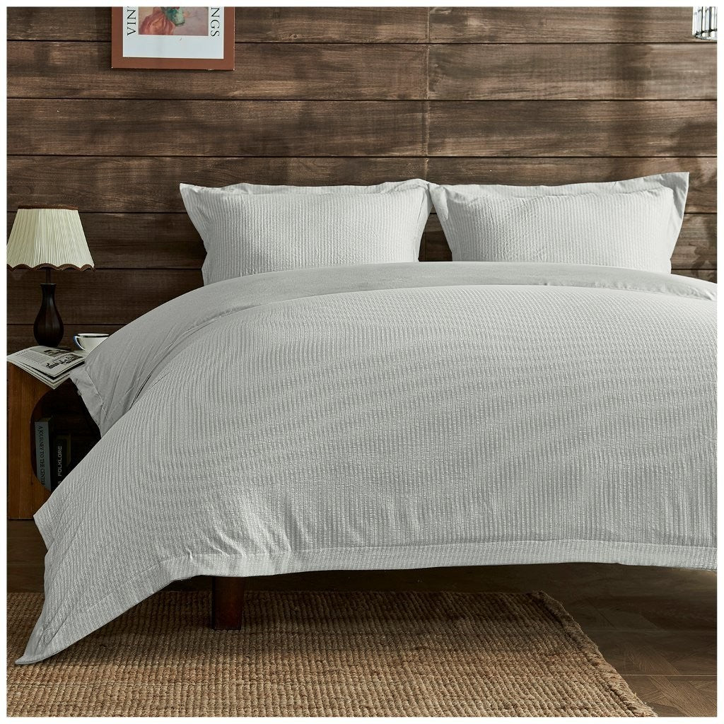 Seersucker Newry Duvet Quilt Cover Pillow Case Bedding Bed Set 5 Colours