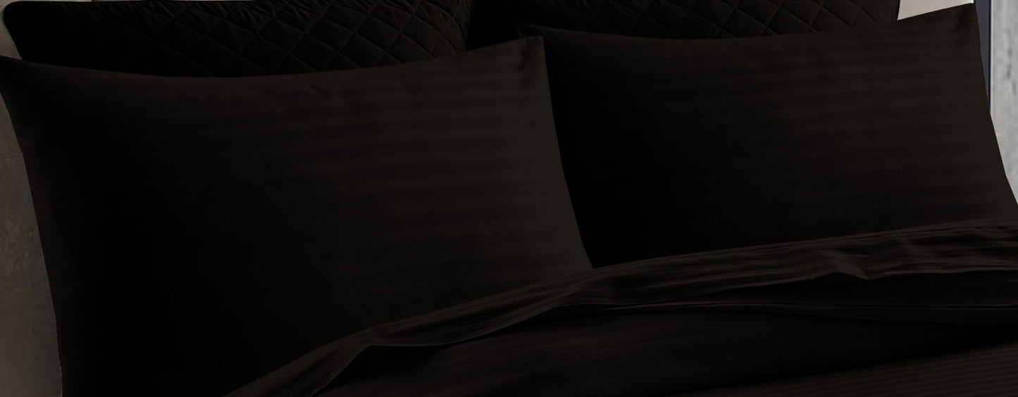 T 250 100% Cotton Striped Bedding Set Duvet, Sheets, Flat Pillowcases