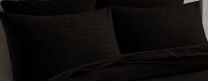 T 250 100% Cotton Striped Bedding Set Duvet, Sheets, Flat Pillowcases