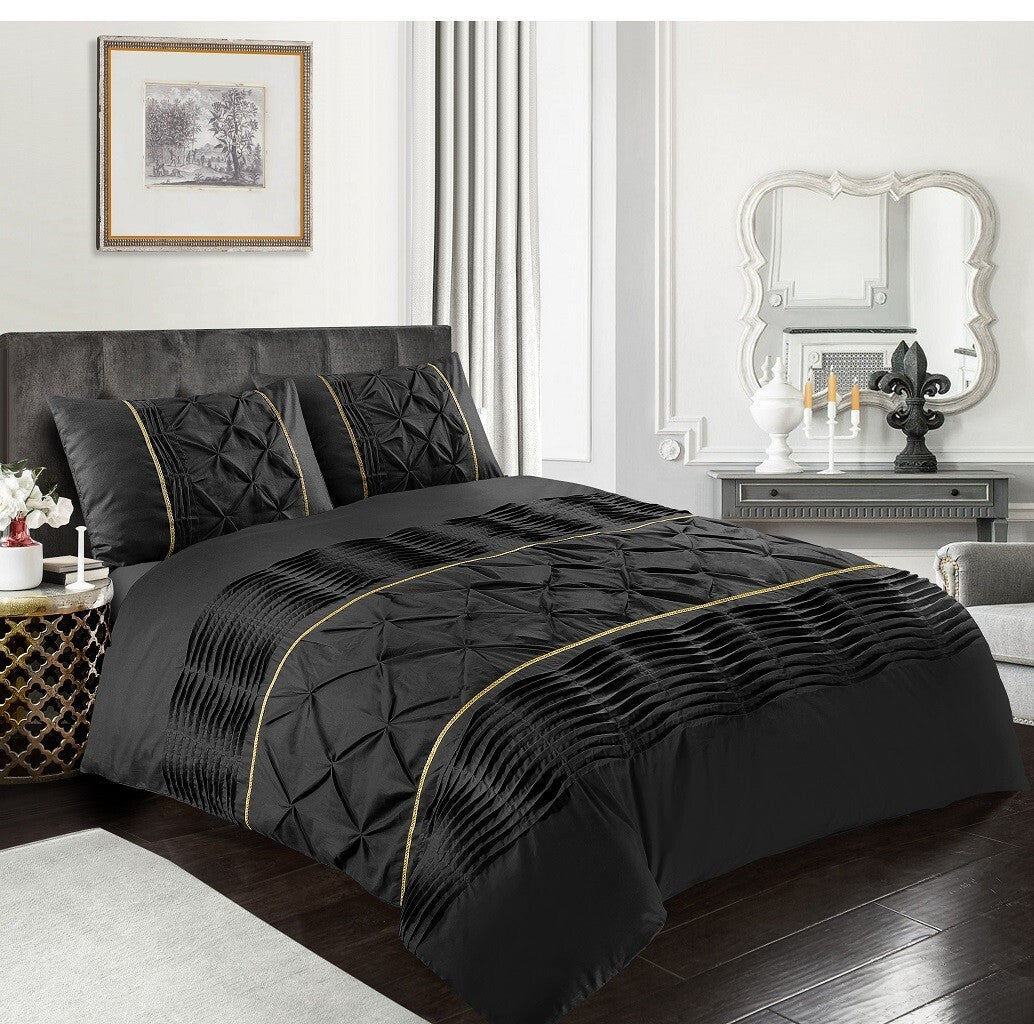 Eleanor Duvet Cover Wth Pillowcase Diamond Pinch Laced Pintuck Quilt Bedding Set