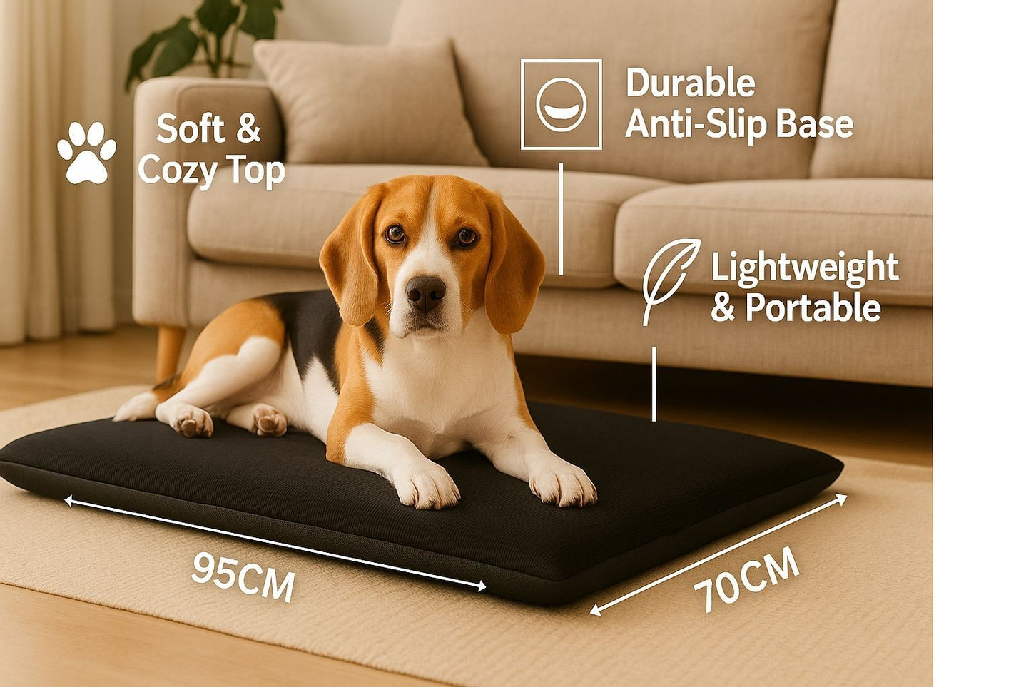 Large Dog Cat Pet Mat Bed 70x95cm Non-Slip Washable Fleece Puppy Travel Pad Soft