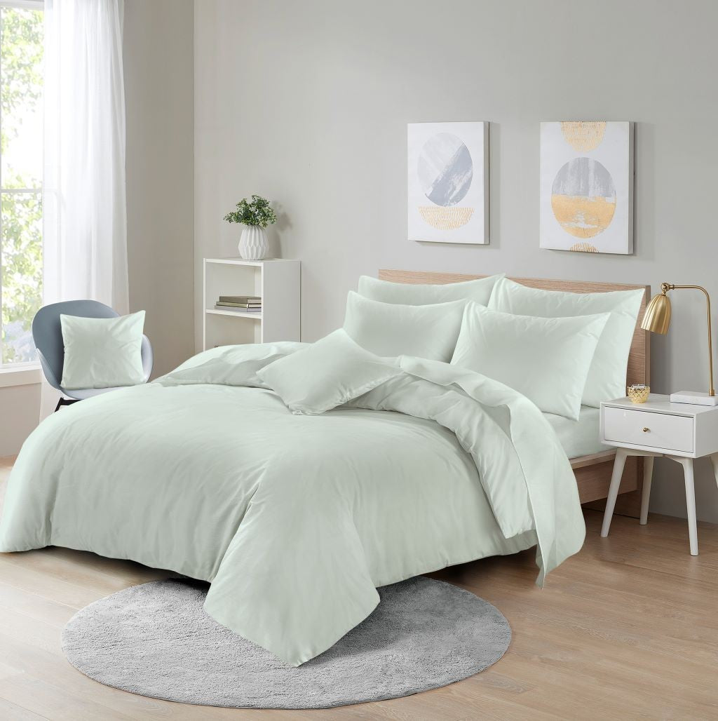 Microfibre duvet cover button closure detail for easy changing