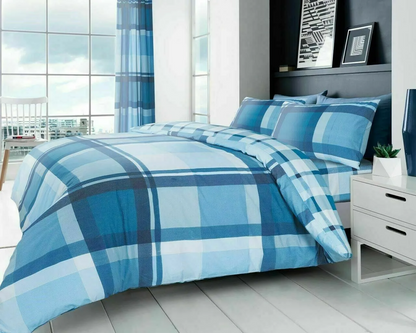 Waverly Check Printed Duvet Quilt Cover Sets Bedding With Pillowcases All Sizes