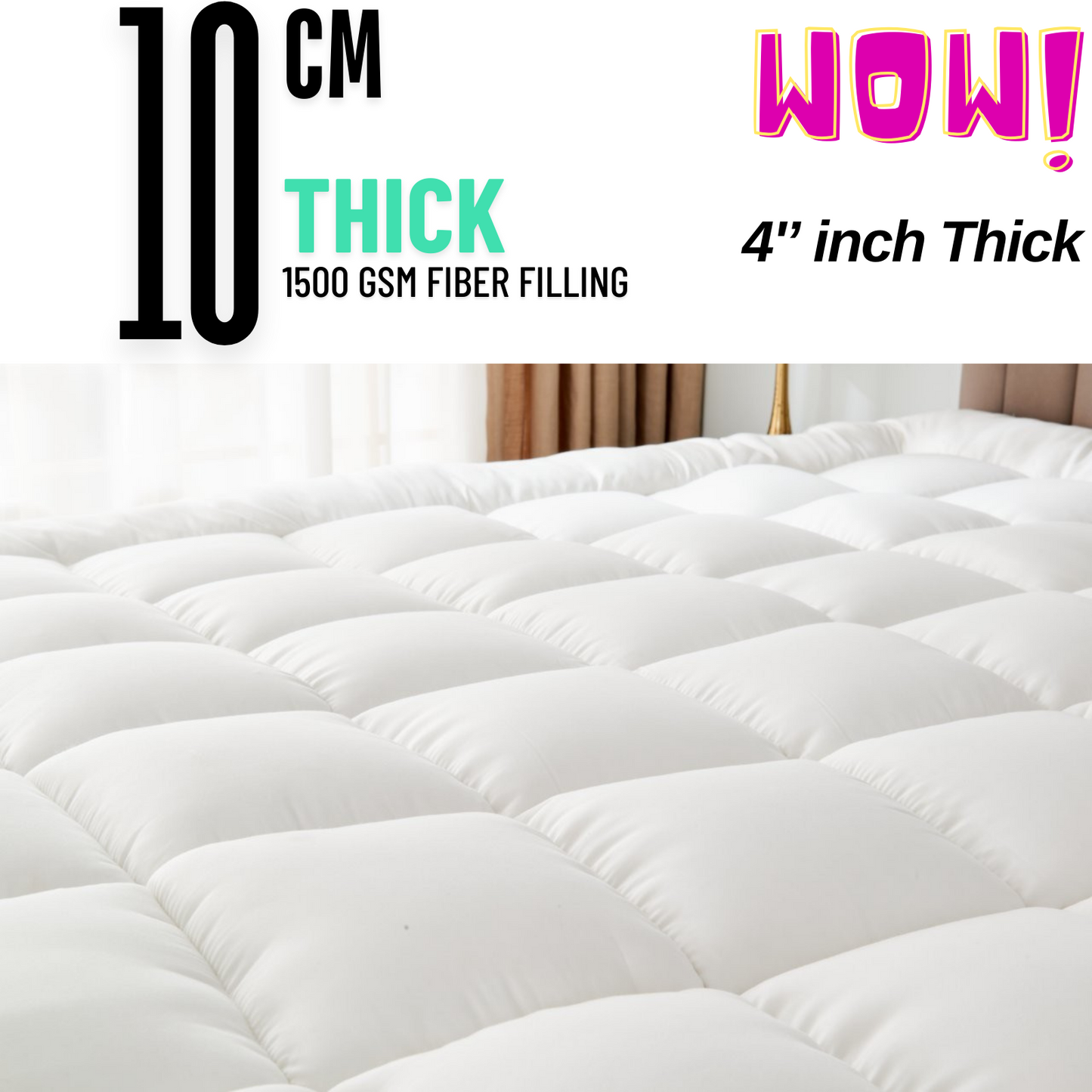 4" Inch Deep Luxury Hotel Quality Gel Microfiber Mattress Topper 10cm All Sizes