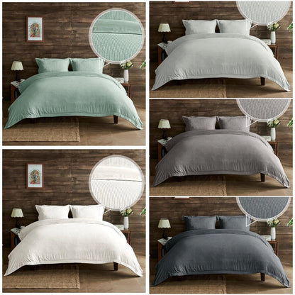 Seersucker Newry Duvet Quilt Cover Pillow Case Bedding Bed Set 5 Colours