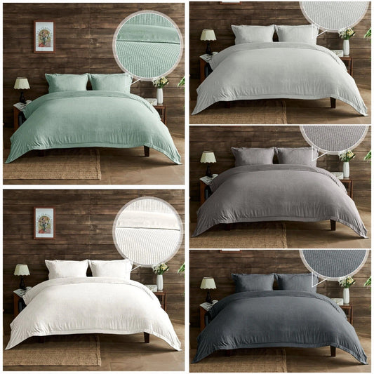 Seersucker Newry Duvet Quilt Cover Pillow Case Bedding Bed Set 5 Colours