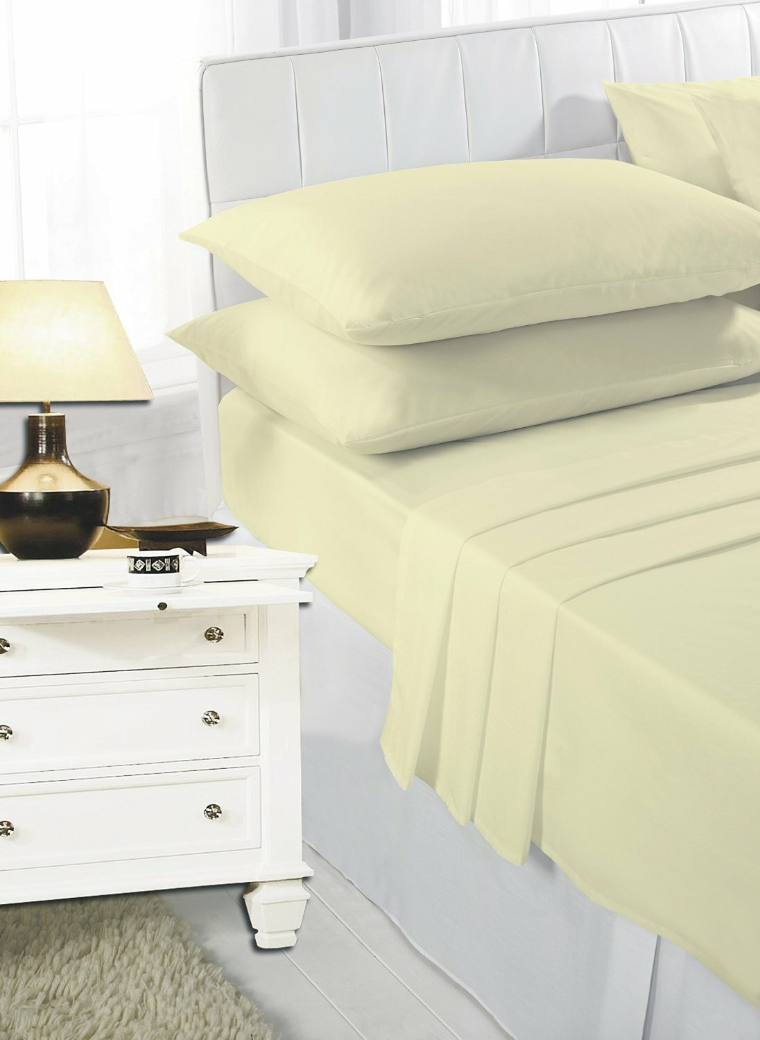 Easy Care Plain Dyed Fitted Bed Sheets 4 Ft Bunk Single Double King Super King