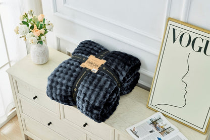 Bubble Jacquard Warm Cosy Teddy Sherpa Fleece Sofa Bed Throw Super Soft Blanket