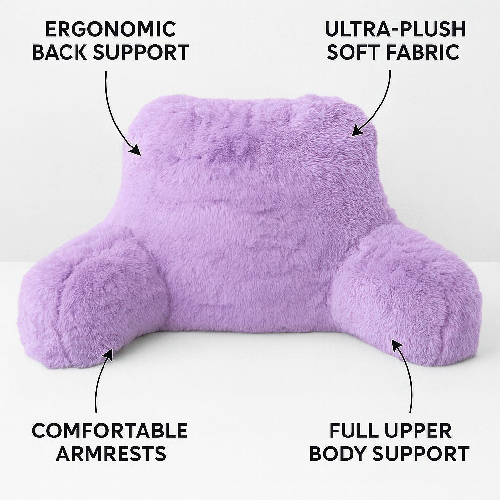 Reading Pillow with Arm Fleece Bed Rest Backrest Cushion Back Neck Support Couc