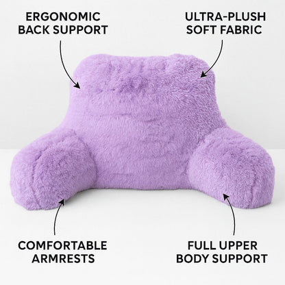 Reading Pillow with Arm Fleece Bed Rest Backrest Cushion Back Neck Support Couc