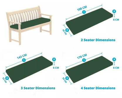 Outdoor 2/3/4 Seater Bench Pad Waterproof Fabric Garden Furniture Seat Cushions