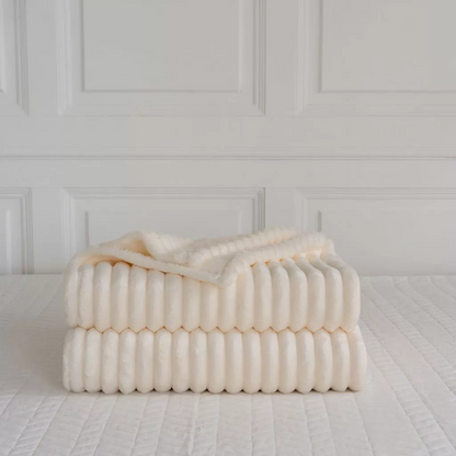 Ribbed Throws Fleece Blanket Chunky Cord Faux Fur Large Size Sofa Bed Corded